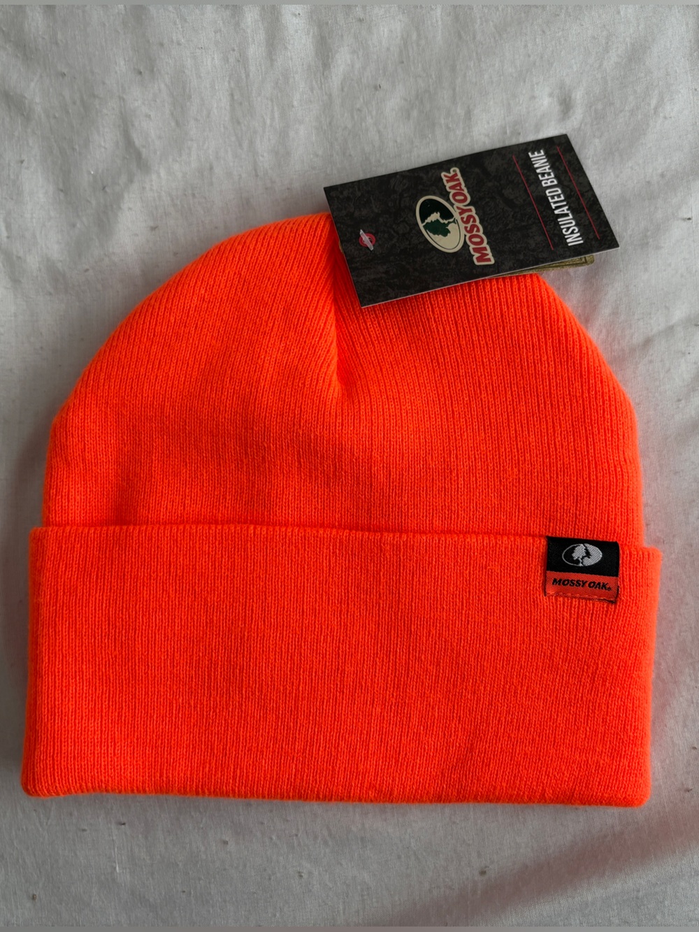Mossy Oak Mens Insulated Beanie Hat in Bright Blaze Orange NWT Hunting safety